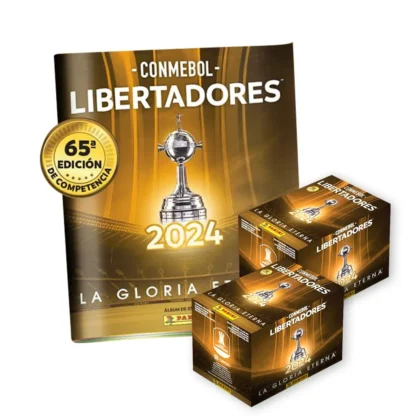ALBUM COPA LIBERTADORES 2024, TAPA BLANDA + 2 CAJAS (100 SOBRES)