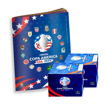 ALBUM COPA AMERICA 2024, TAPA BLANDA + 2 CAJAS (100 SOBRES)