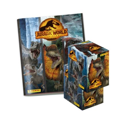 ALBUM JURASSIC WORLD: DOMINION, TAPA BLANDA + 2 CAJAS (100 SOBRES)