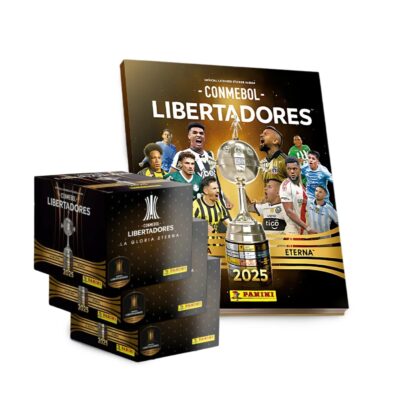 ALBUM COPA LIBERTADORES 2025, ALBUM TAPA DURA + 3 CAJAS (150 SOBRES)