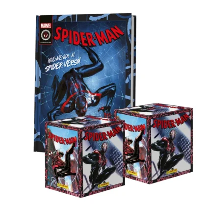 ALBUM SPIDERMAN IN TO SPIDERVERSE, TAPA DURA + 2 CAJAS (100 SOBRES)