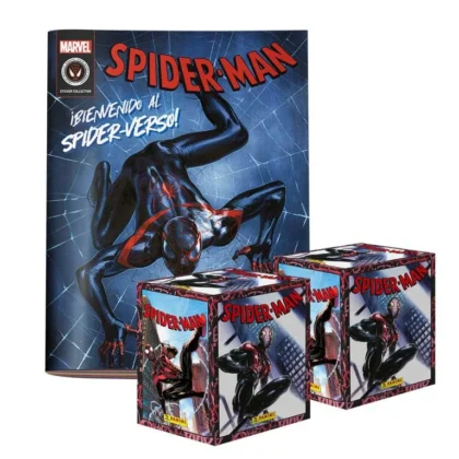 ALBUM SPIDERMAN IN TO SPIDERVERSE, TAPA BLANDA + 2 CAJAS (100 SOBRES)