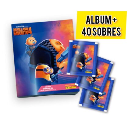 ALBUM MI VILLANO FAVORITO 4, TAPA BLANDA + 1 PAQUETE (40 SOBRES)