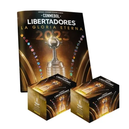 ALBUM COPA LIBERTADORES 2023, TAPA BLANDA + 2 CAJAS (100 SOBRES)