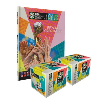 ALBUM MUNDIAL FEMENINO 2023, TAPA DURA + 2 CAJAS (100 SOBRES)