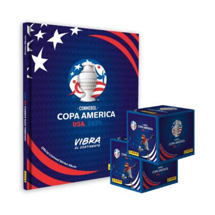 ALBUM COPA AMERICA 2024: TAPA DURA + 2 CAJAS (100 SOBRES)