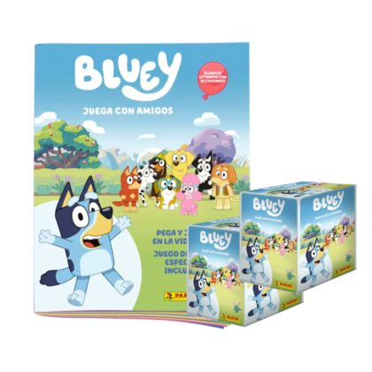ALBUM BLUEY «JUEGA CON AMIGOS»: TAPA BLANDA + 2 CAJAS (100 SOBRES)