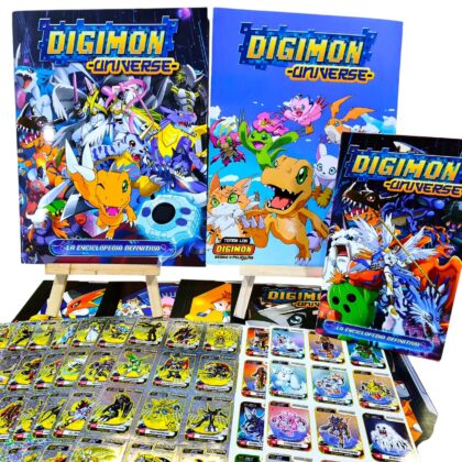 ALBUM DIGIMON UNIVERSE ENCICLOPEDIA + SET COMPLETO