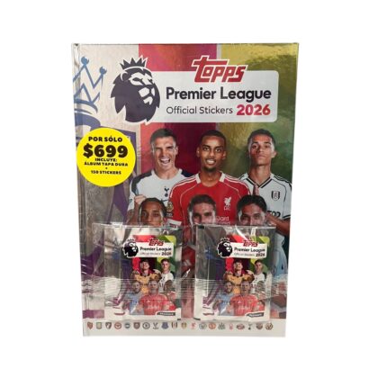 ALBUM PREMIER LEAGUE 2026: TAPA DURA + PAQUETE (25 SOBRES)