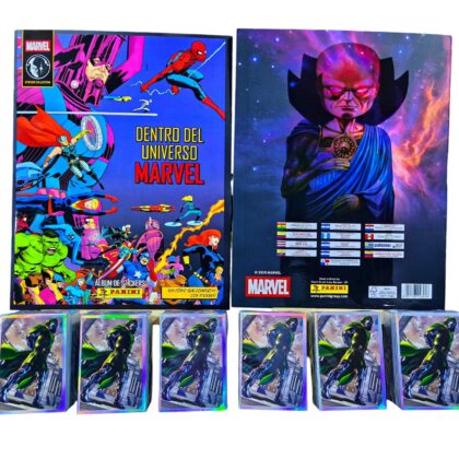 ALBUM DENTRO DEL UNIVERSO MARVEL + SET COMPLETO