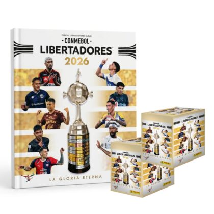 ALBUM COPA LIBERTADORES 2026: TAPA DURA + 2 CAJAS (100 SOBRES)