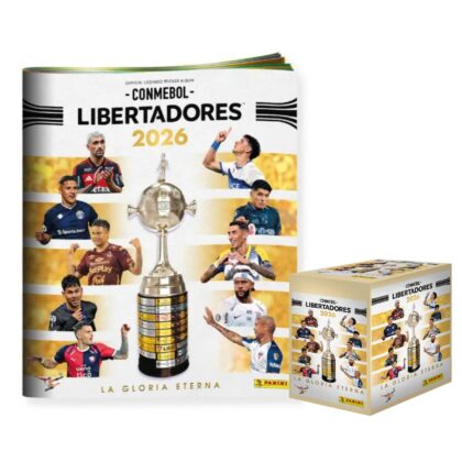 ALBUM COPA LIBERTADORES 2026: TAPA BLANDA + CAJA (50 SOBRES)
